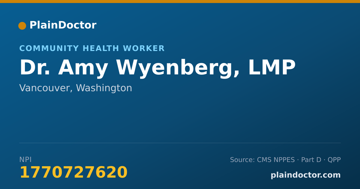 Shareable card for Amy Wyenberg, LMP - Community Health Worker, Vancouver, WA