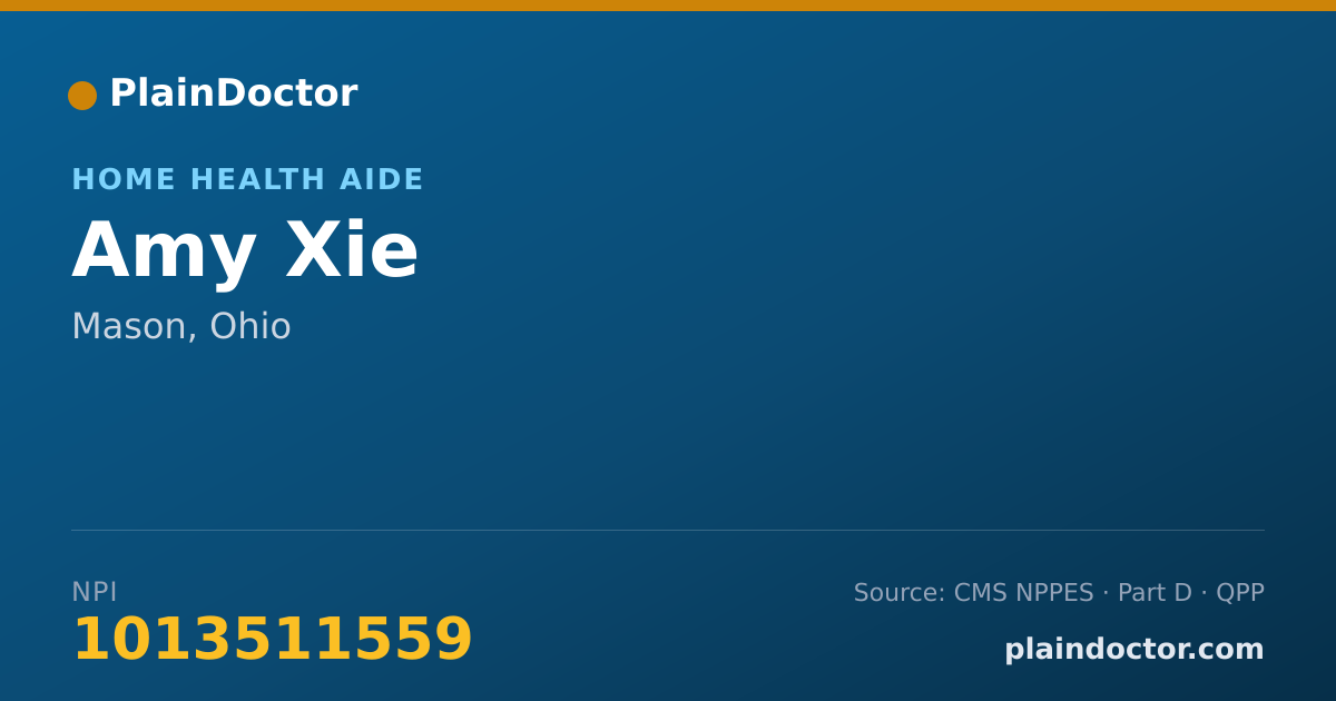 Shareable card for Amy Xie - Home Health Aide, Mason, OH