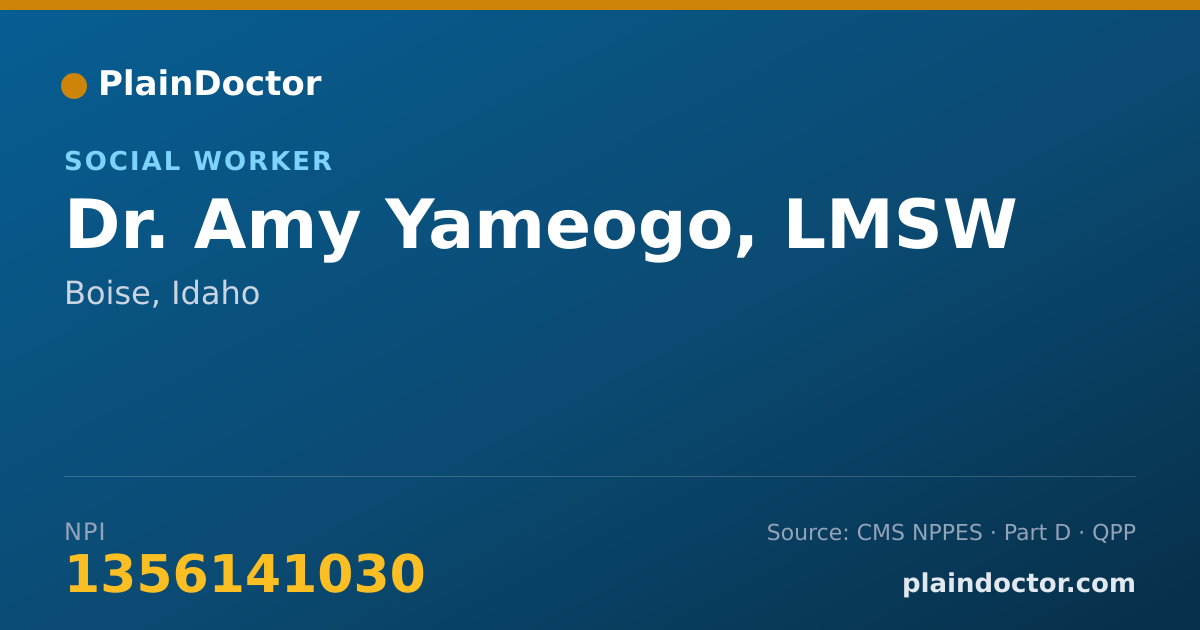 Shareable card for Amy Yameogo, LMSW - Social Worker, Boise, ID