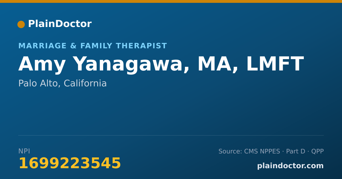 Shareable card for Amy Yanagawa, MA, LMFT - Marriage & Family Therapist, Palo Alto, CA