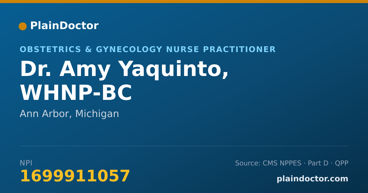 Shareable card for Amy Yaquinto, WHNP-BC - Obstetrics & Gynecology Nurse Practitioner, Ann Arbor, MI