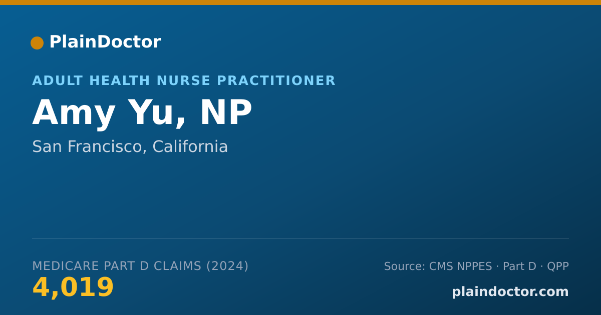Shareable card for Amy Yu, NP - Adult Health Nurse Practitioner, San Francisco, CA