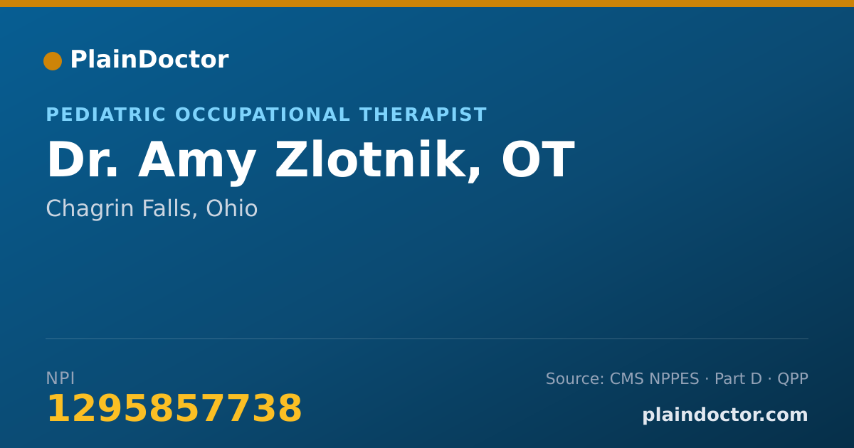 Shareable card for Amy Zlotnik, OT - Pediatric Occupational Therapist, Chagrin Falls, OH