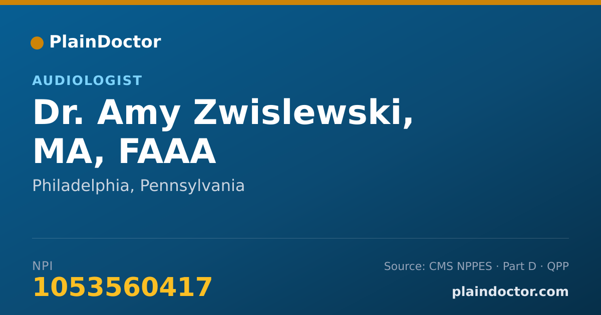 Shareable card for Amy Zwislewski, MA, FAAA - Audiologist, Philadelphia, PA