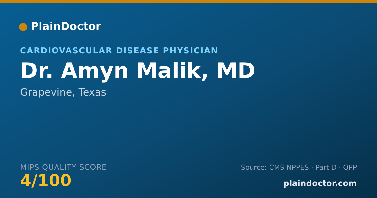 Shareable card for Amyn Malik, MD - Cardiovascular Disease Physician, Grapevine, TX