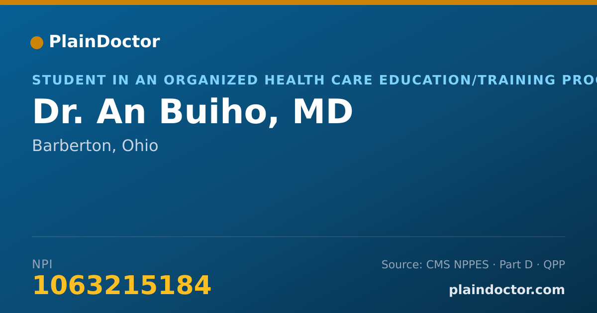 Shareable card for An Buiho, MD - Student in an Organized Health Care Education/Training Program, Barberton, OH