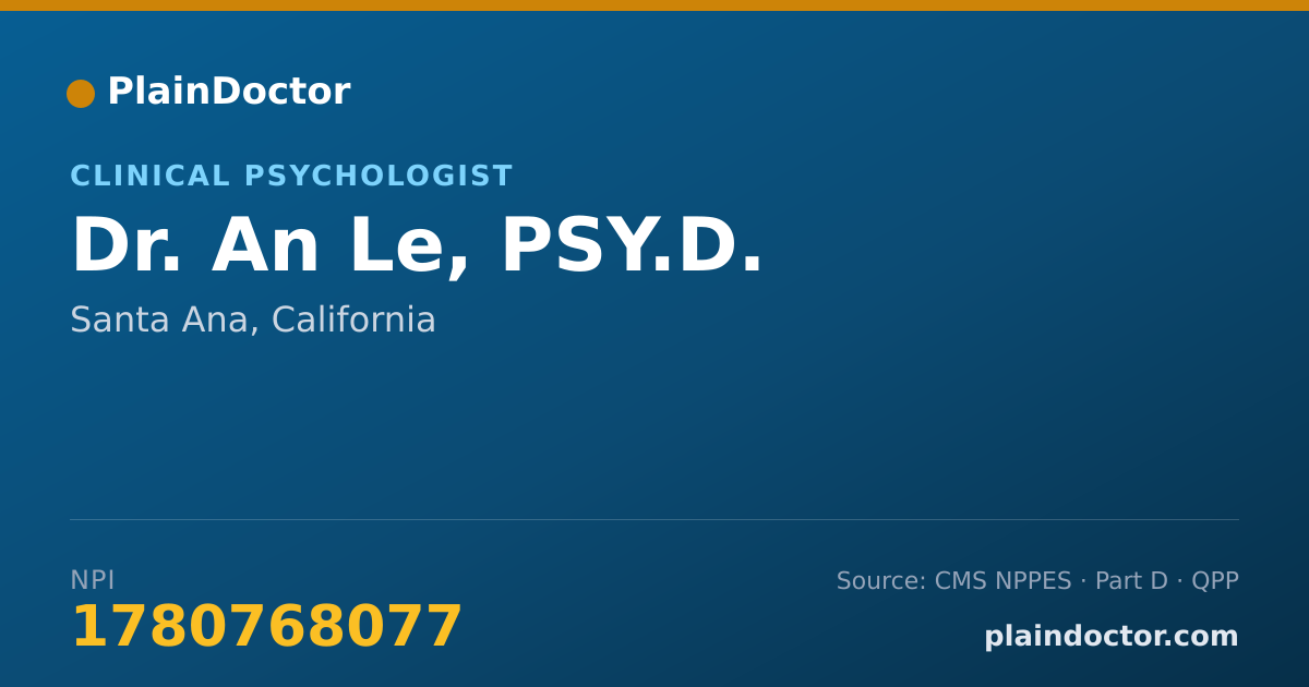 Shareable card for An Le, PSY.D. - Clinical Psychologist, Santa Ana, CA