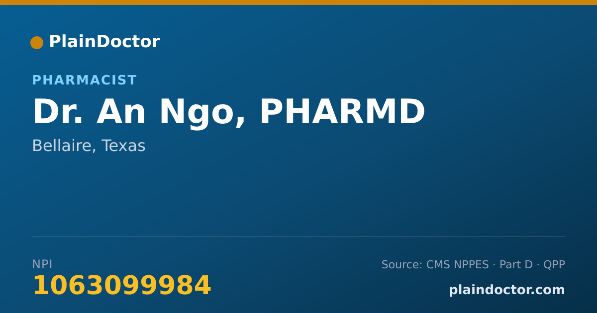 Shareable card for An Ngo, PHARMD - Pharmacist, Bellaire, TX