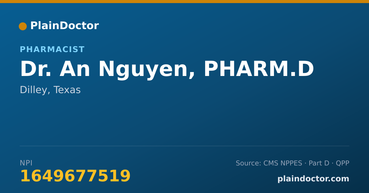 Shareable card for An Nguyen, PHARM.D - Pharmacist, Dilley, TX