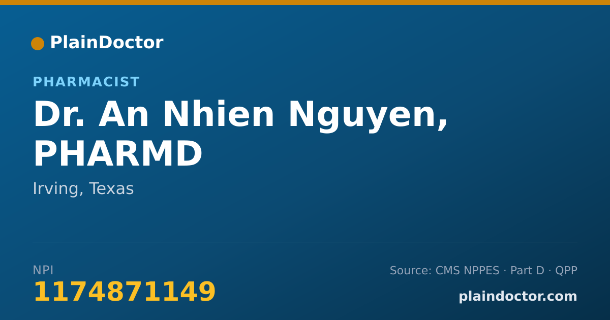 Shareable card for An Nhien Nguyen, PHARMD - Pharmacist, Irving, TX