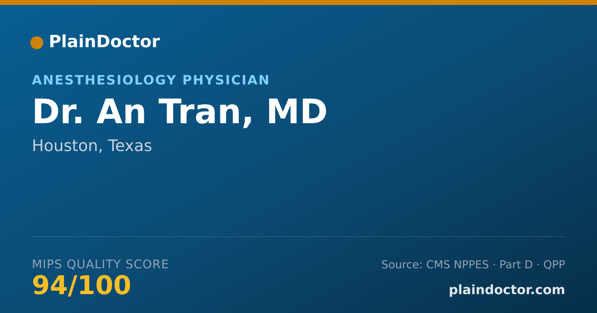 Shareable card for An Tran, MD - Anesthesiology Physician, Houston, TX