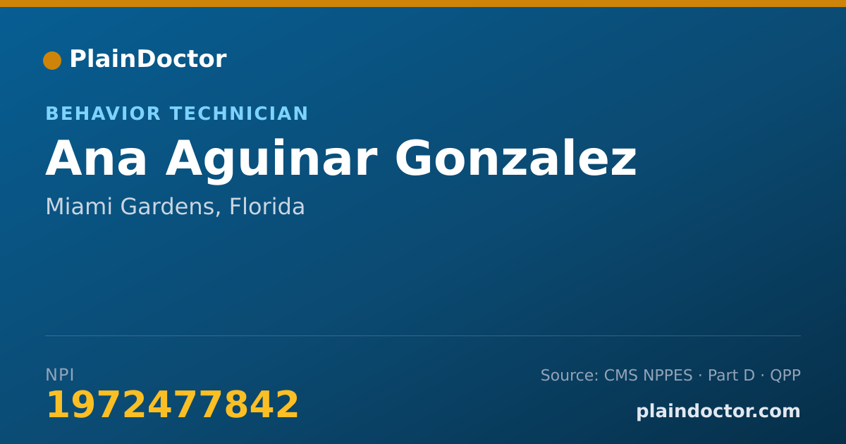 Shareable card for Ana Aguinar Gonzalez - Behavior Technician, Miami Gardens, FL