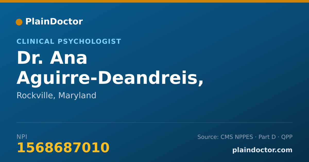 Shareable card for Ana Aguirre-Deandreis, PH.D. - Clinical Psychologist, Rockville, MD