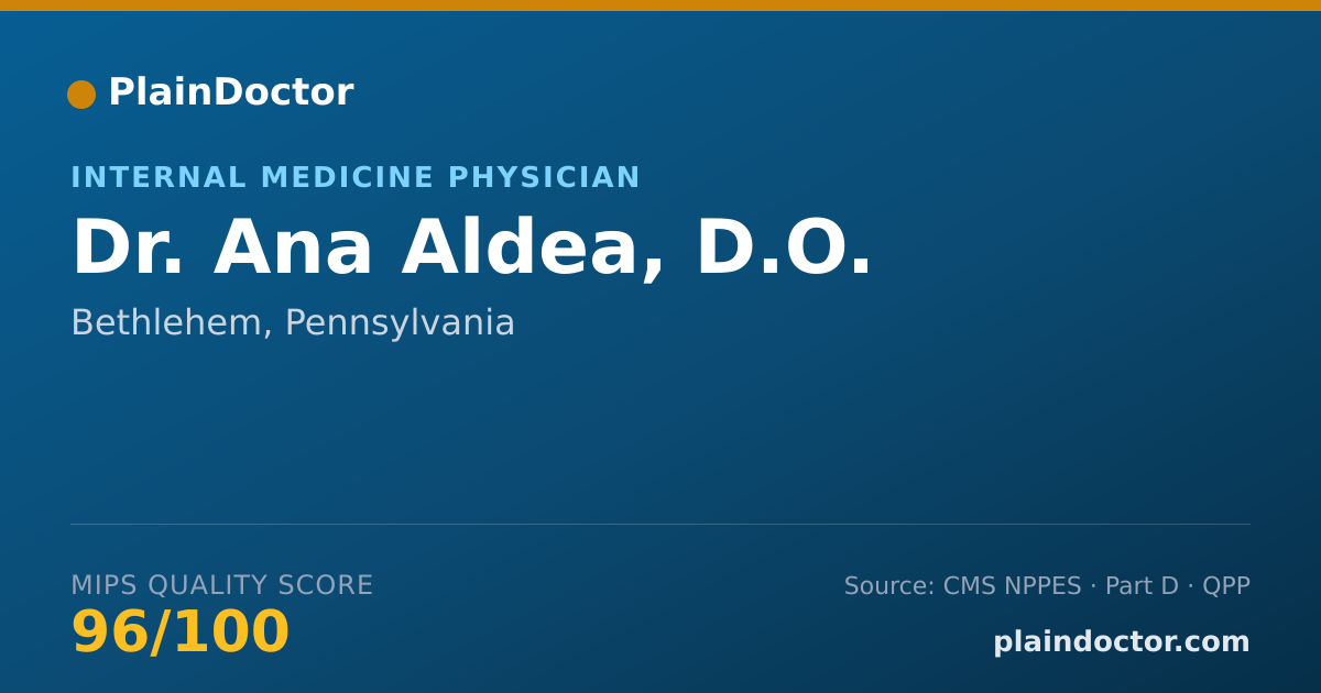 Shareable card for Ana Aldea, D.O. - Internal Medicine Physician, Bethlehem, PA