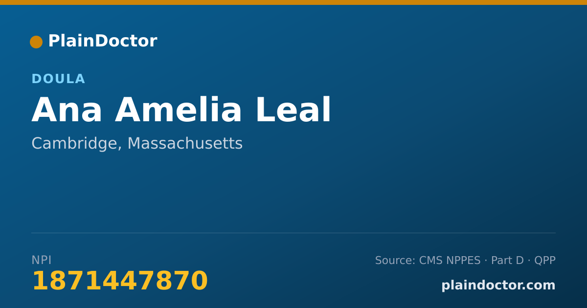 Shareable card for Ana Amelia Leal - Doula, Cambridge, MA