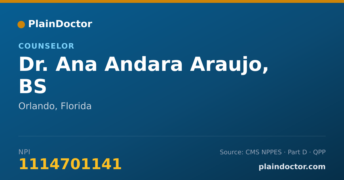 Shareable card for Ana Andara Araujo, BS - Counselor, Orlando, FL