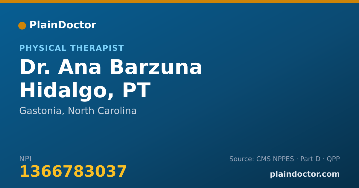 Shareable card for Ana Barzuna Hidalgo, PT - Physical Therapist, Gastonia, NC