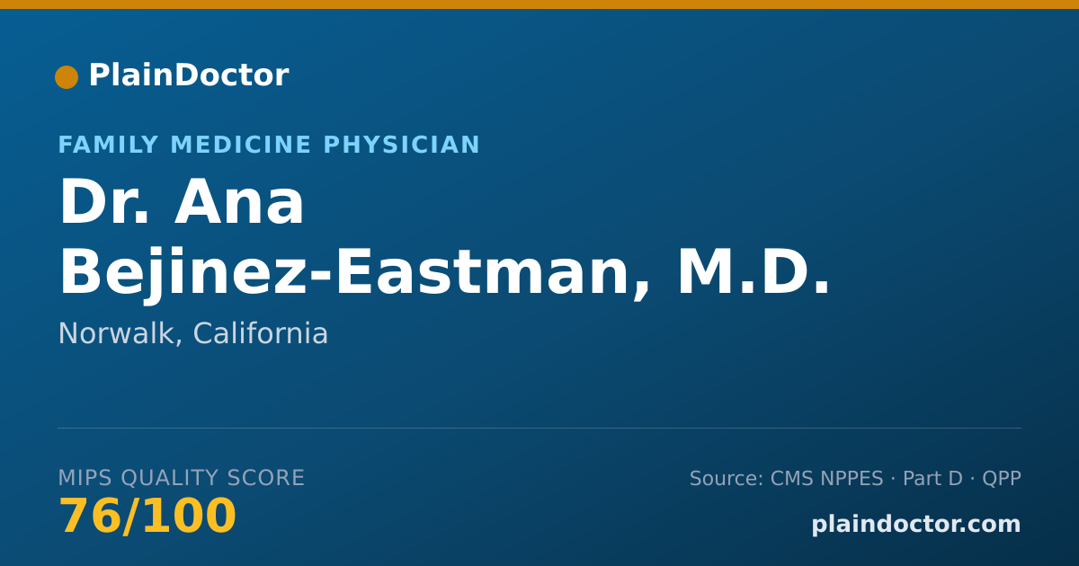 Shareable card for Ana Bejinez-Eastman, M.D. - Family Medicine Physician, Norwalk, CA