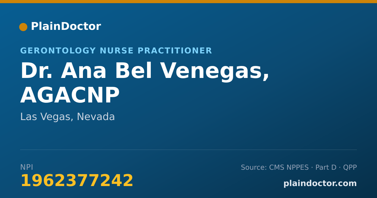 Shareable card for Ana Bel Venegas, AGACNP - Gerontology Nurse Practitioner, Las Vegas, NV