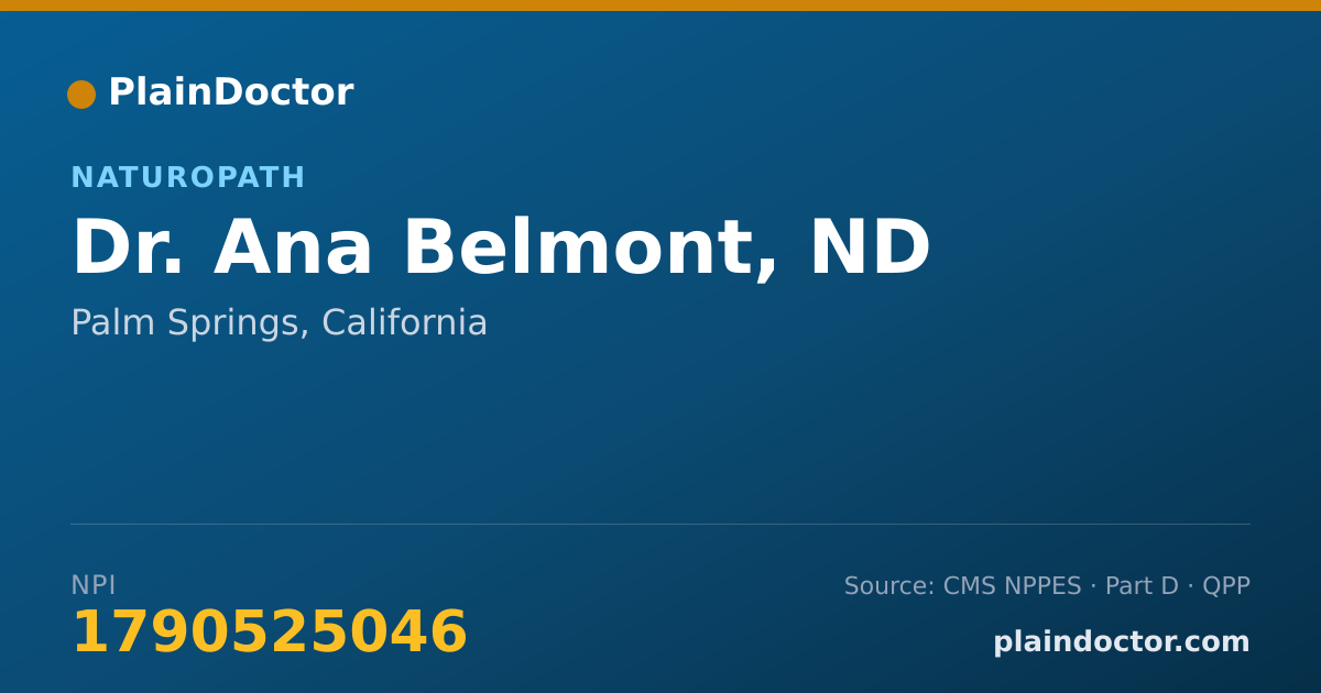 Shareable card for Ana Belmont, ND - Naturopath, Palm Springs, CA