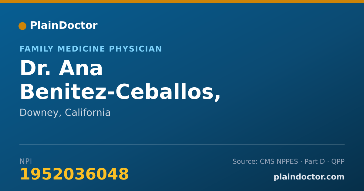 Shareable card for Ana Benitez-Ceballos, FNP-C - Family Medicine Physician, Downey, CA