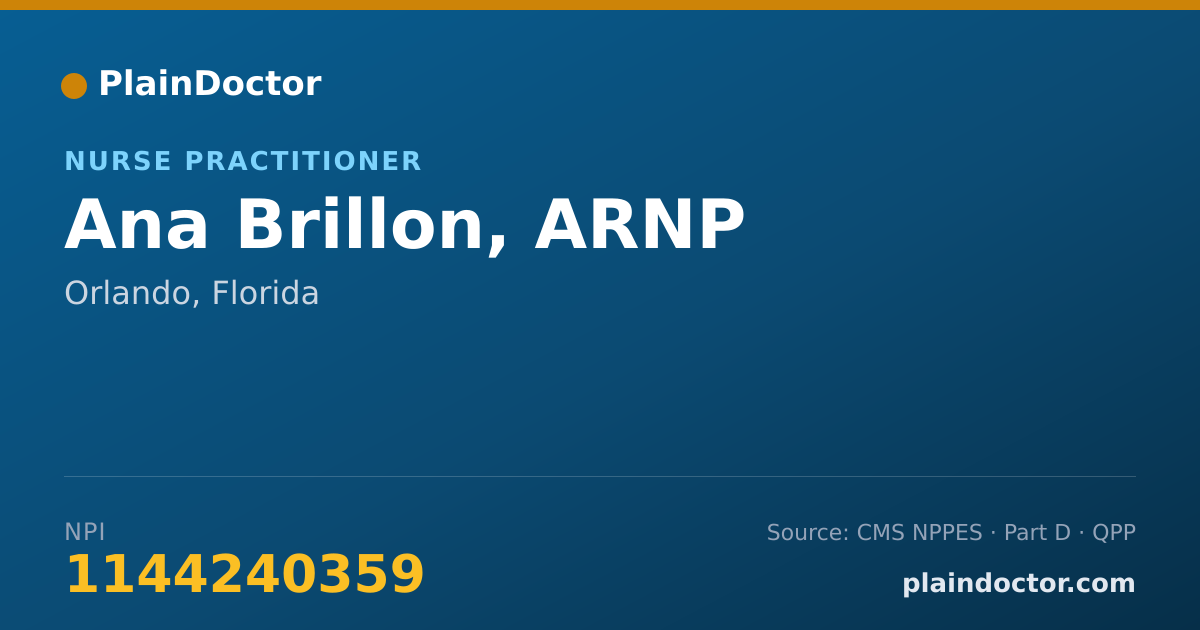 Shareable card for Ana Brillon, ARNP - Nurse Practitioner, Orlando, FL