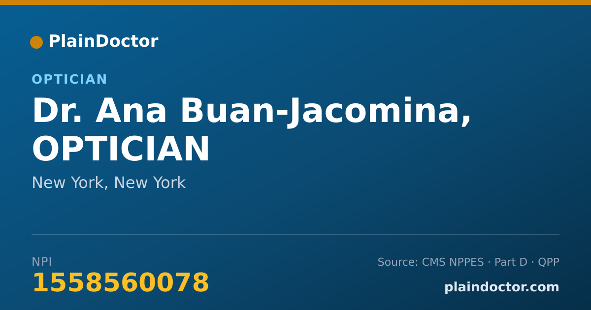 Shareable card for Ana Buan-Jacomina, OPTICIAN - Optician, New York, NY