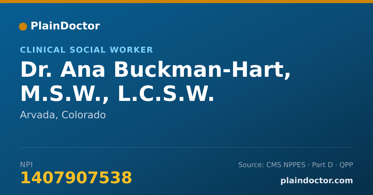 Shareable card for Ana Buckman-Hart, M.S.W., L.C.S.W. - Clinical Social Worker, Arvada, CO