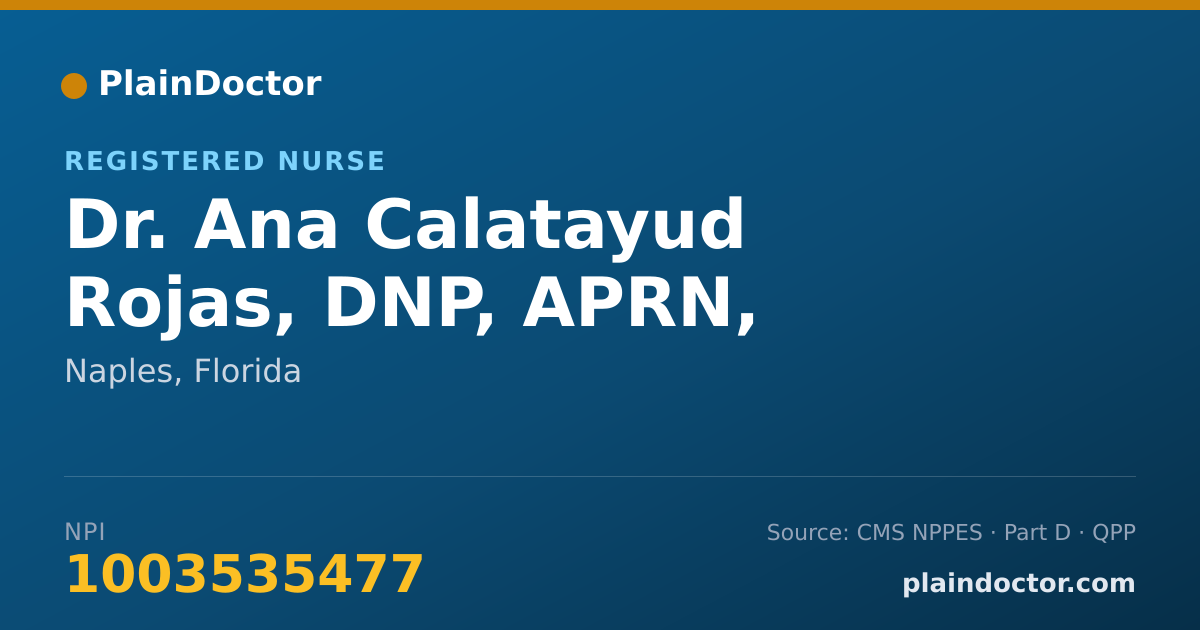 Shareable card for Ana Calatayud Rojas, DNP, APRN, FNP-BC - Registered Nurse, Naples, FL
