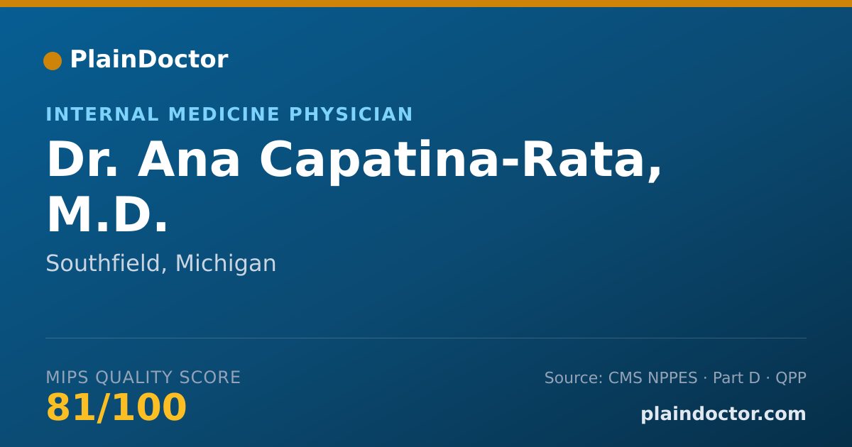 Shareable card for Ana Capatina-Rata, M.D. - Internal Medicine Physician, Southfield, MI