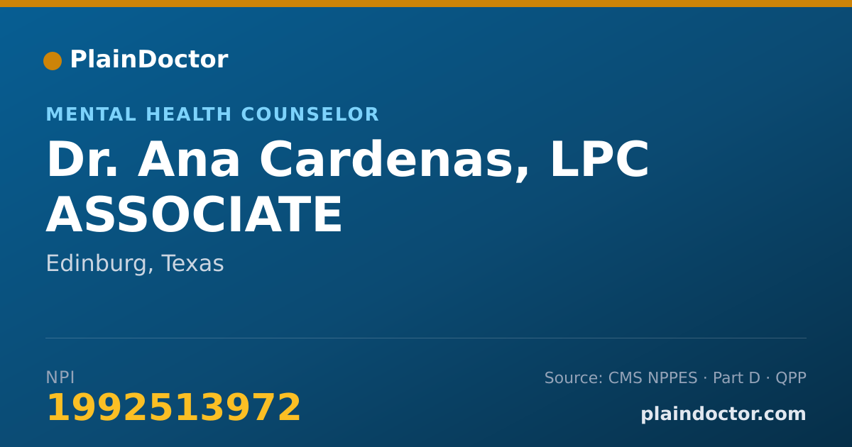Shareable card for Ana Cardenas, LPC ASSOCIATE - Mental Health Counselor, Edinburg, TX