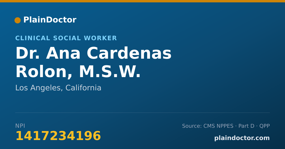 Shareable card for Ana Cardenas Rolon, M.S.W. - Clinical Social Worker, Los Angeles, CA