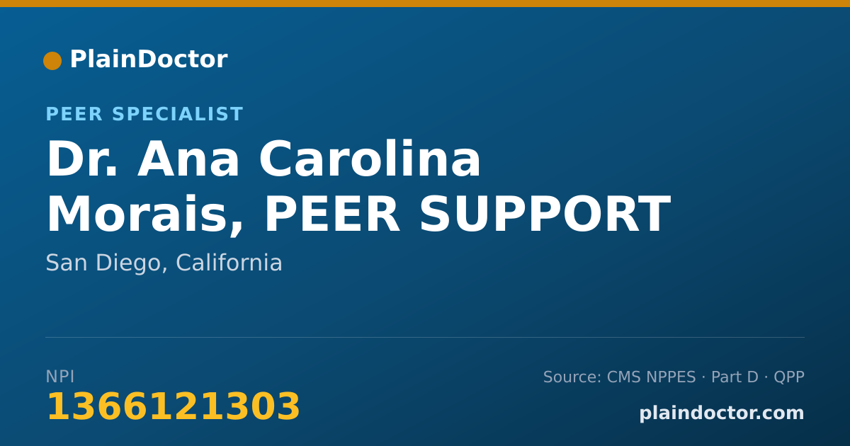 Shareable card for Ana Carolina Morais, PEER SUPPORT SPECIAL - Peer Specialist, San Diego, CA
