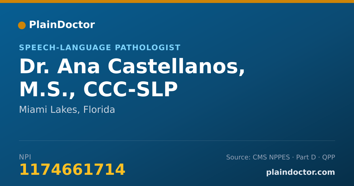 Shareable card for Ana Castellanos, M.S., CCC-SLP - Speech-Language Pathologist, Miami Lakes, FL