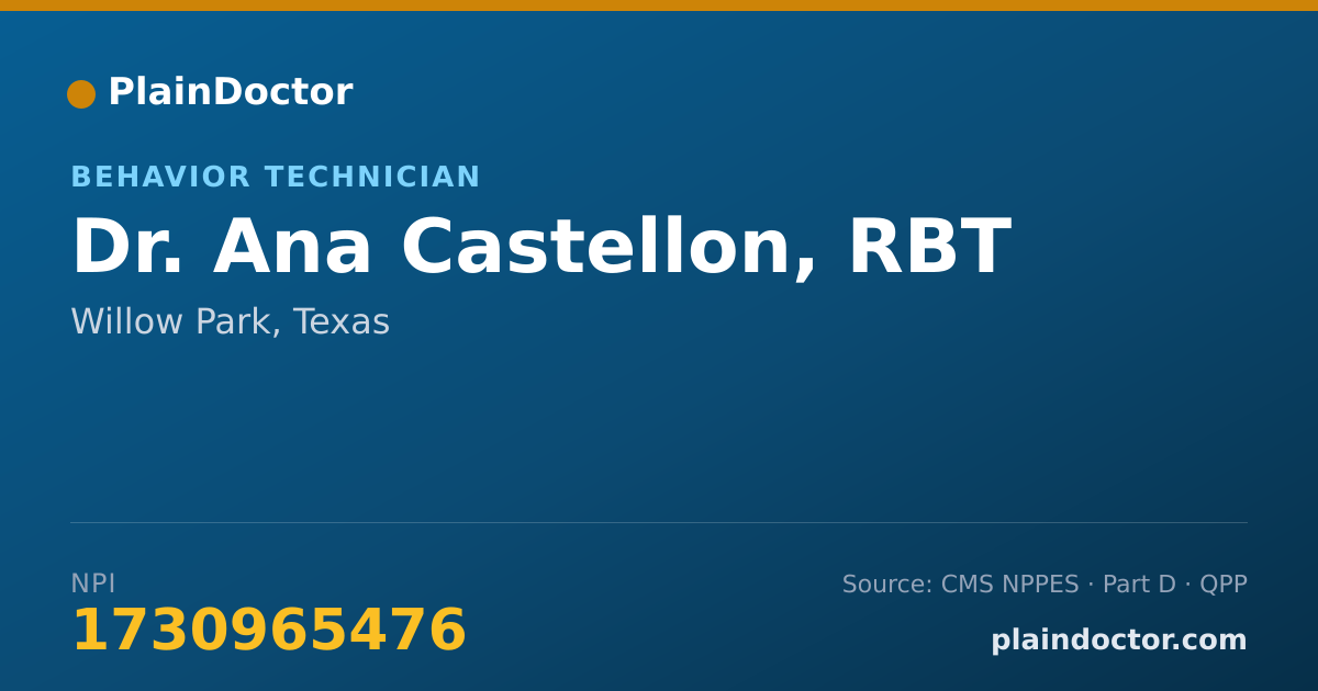 Shareable card for Ana Castellon, RBT - Behavior Technician, Willow Park, TX