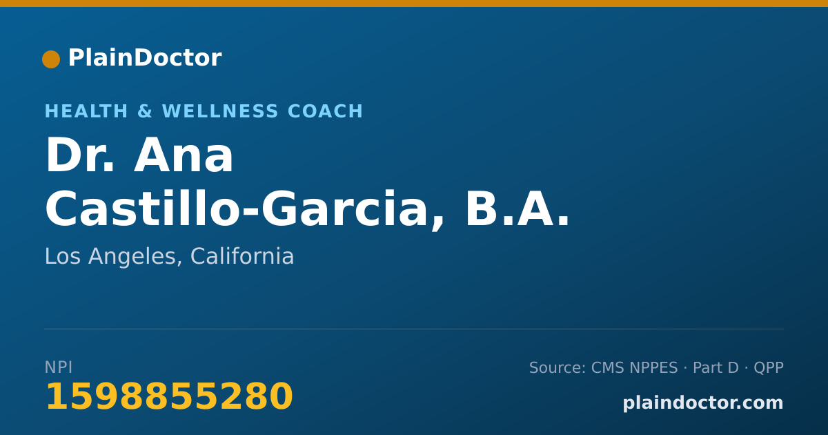Shareable card for Ana Castillo-Garcia, B.A. - Health & Wellness Coach, Los Angeles, CA