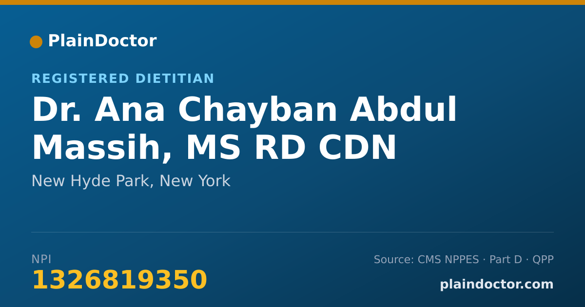 Shareable card for Ana Chayban Abdul Massih, MS RD CDN CDCES CCTD - Registered Dietitian, New Hyde Park, NY