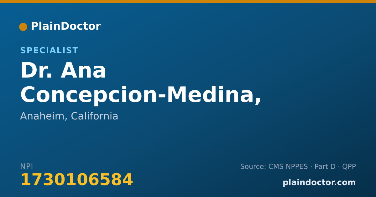 Shareable card for Ana Concepcion-Medina, M.D. - Specialist, Anaheim, CA