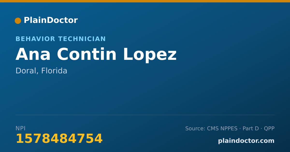 Shareable card for Ana Contin Lopez - Behavior Technician, Doral, FL