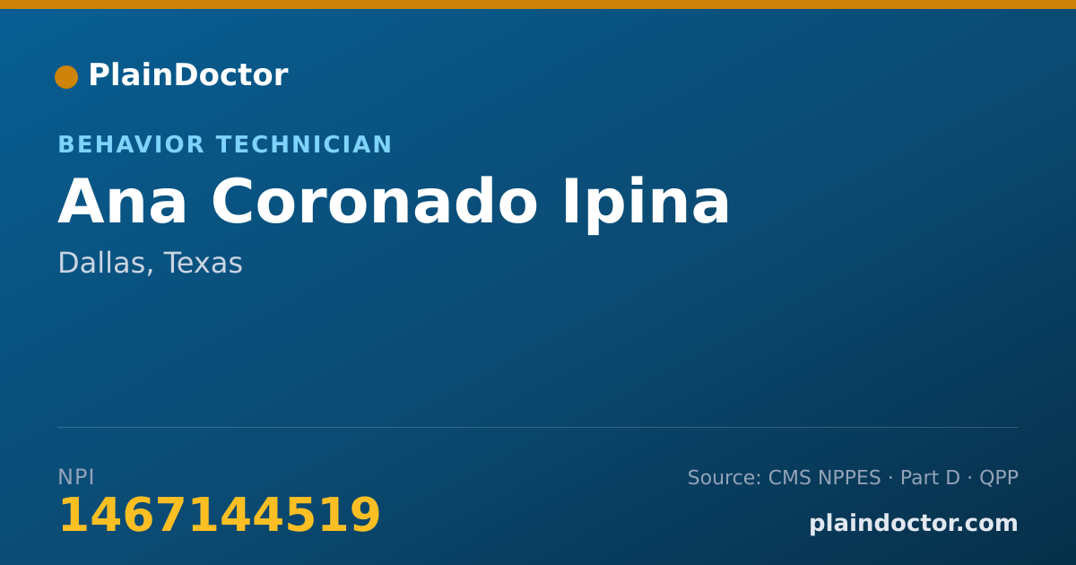 Shareable card for Ana Coronado Ipina - Behavior Technician, Dallas, TX