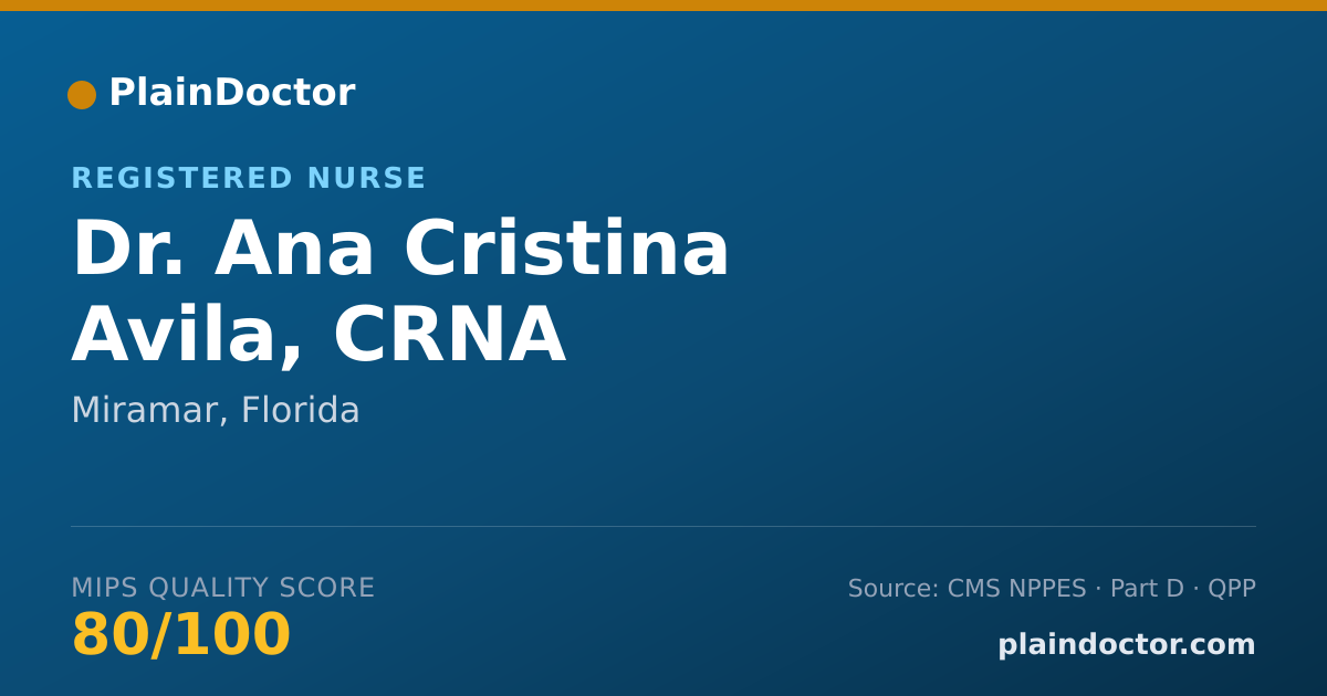 Shareable card for Ana Cristina Avila, CRNA - Registered Nurse, Miramar, FL