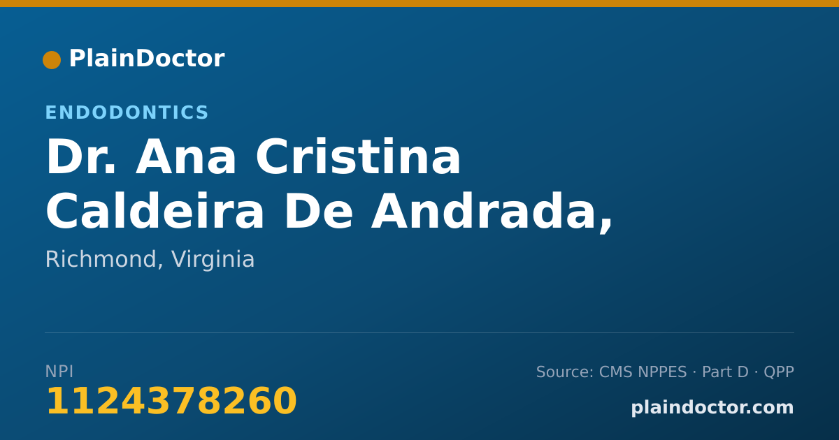 Shareable card for Ana Cristina Caldeira De Andrada, DDS - Endodontics, Richmond, VA