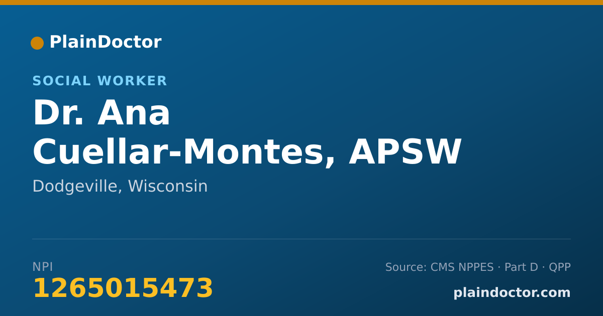 Shareable card for Ana Cuellar-Montes, APSW - Social Worker, Dodgeville, WI