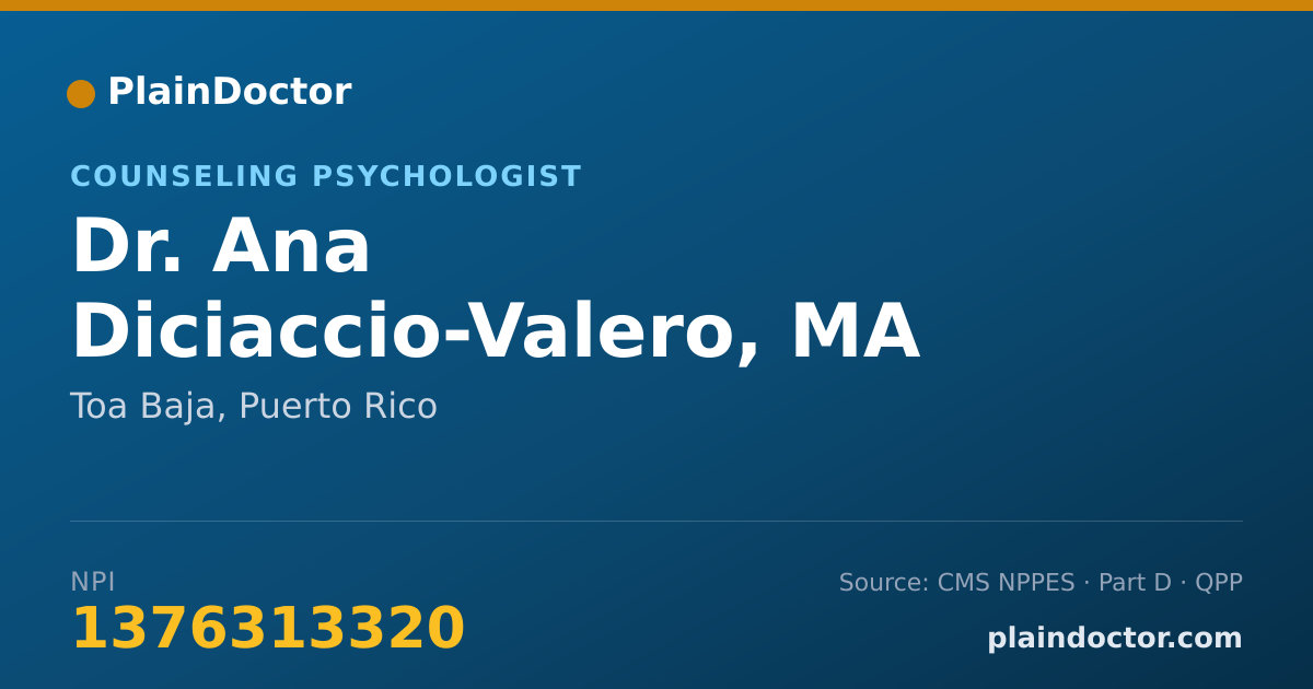Shareable card for Ana Diciaccio-Valero, MA - Counseling Psychologist, Toa Baja, PR