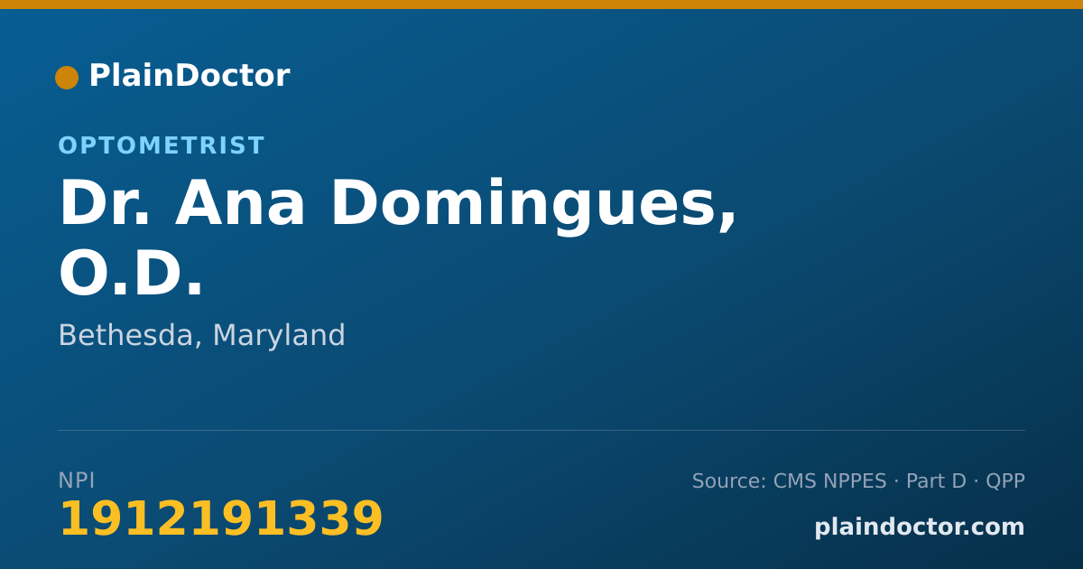 Shareable card for Ana Domingues, O.D. - Optometrist, Bethesda, MD