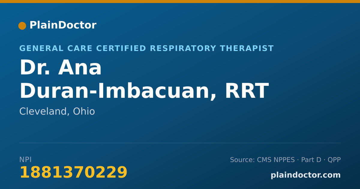 Shareable card for Ana Duran-Imbacuan, RRT - General Care Certified Respiratory Therapist, Cleveland, OH