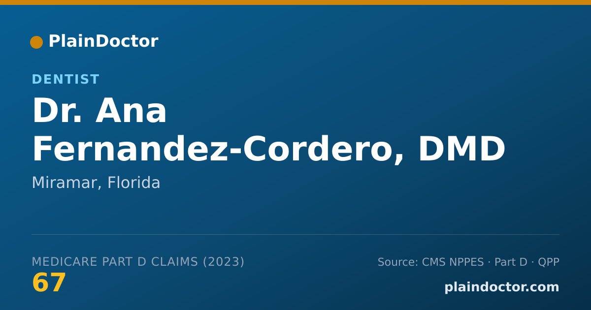 Shareable card for Ana Fernandez-Cordero, DMD - Dentist, Miramar, FL