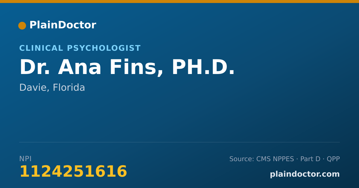 Shareable card for Ana Fins, PH.D. - Clinical Psychologist, Davie, FL