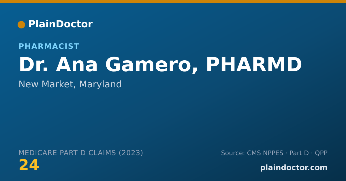 Shareable card for Ana Gamero, PHARMD - Pharmacist, New Market, MD