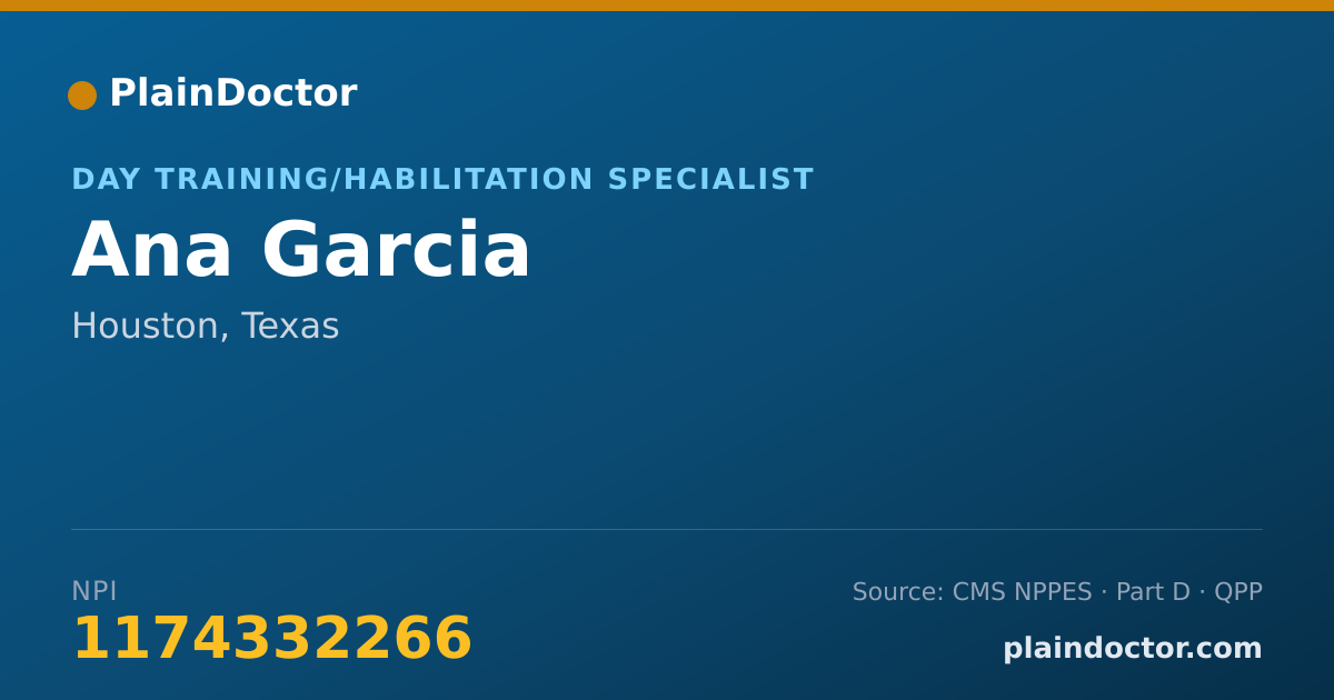 Shareable card for Ana Garcia - Day Training/Habilitation Specialist, Houston, TX